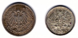 1/2 марки 1906 (A), 10 копеек 1906 СПБ ЭБ